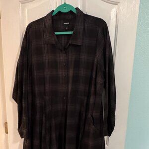Torrid Plaid Button Front Shirt Dress, Size 2